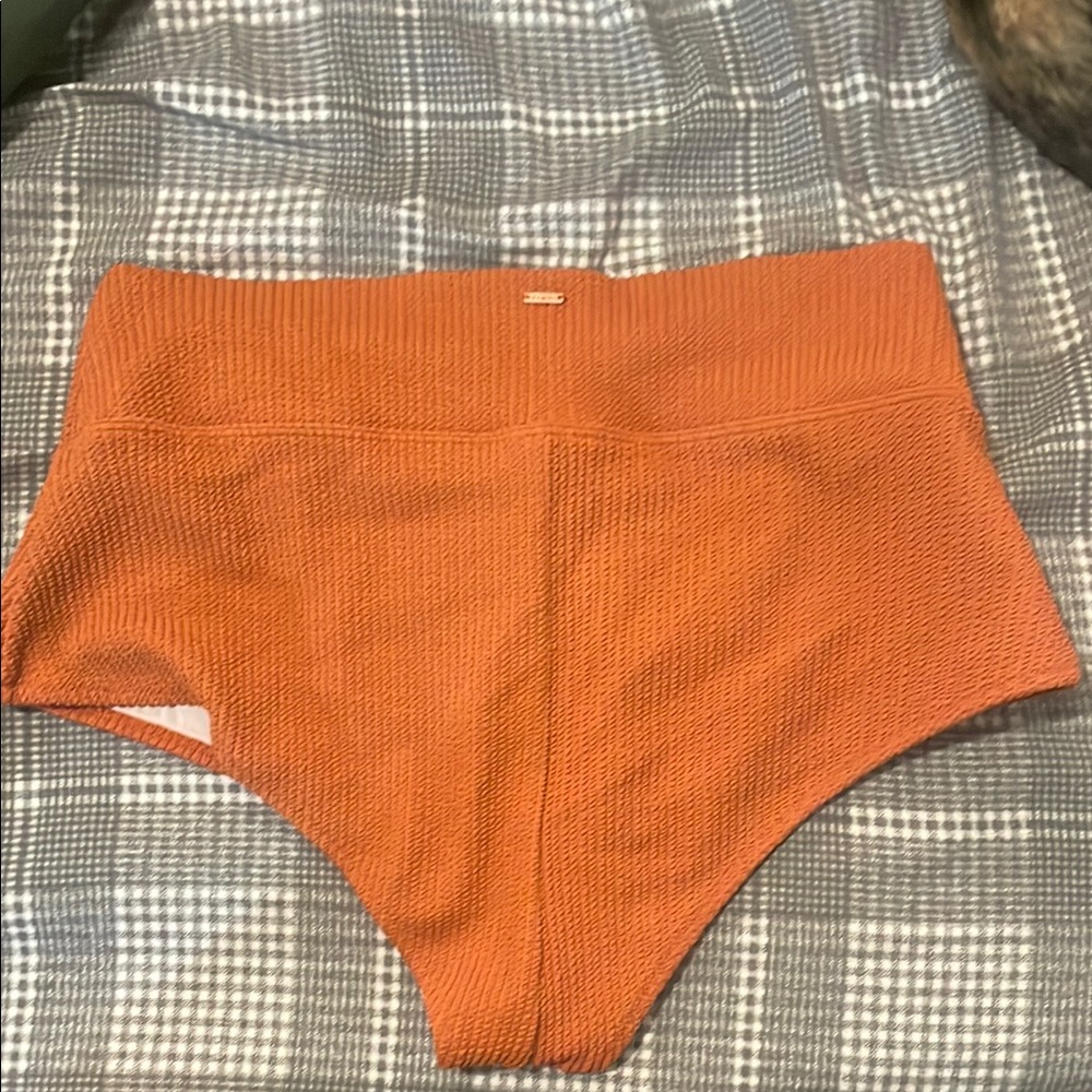 Women's High-Waisted Orange Swim Bottoms